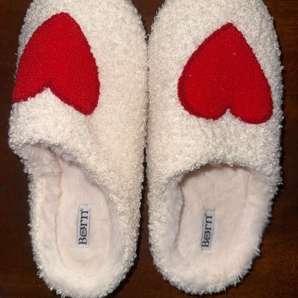 Børn Fuzzy Slippers with Red Heart